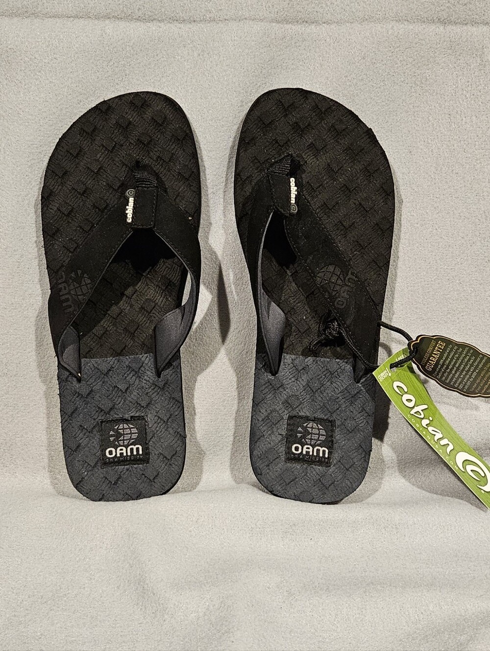 NWT Cobian OAM Men's Black Traction Flip Flops Size 12